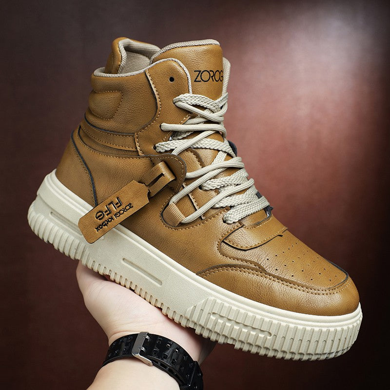 Fashion Leather Ankle Boots Men's Skate Sneakers Comforty Non Slip Wear Resistant Sole Winter Boots Preppy Street Casual Shoes