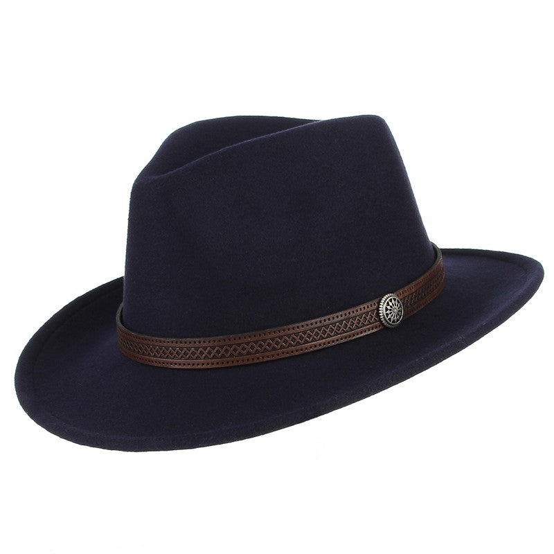 Autumn Winter Western Cowboy Hat for Men Women Wide Brim Fedora Jazz Hats Cowgirl Hat with Belt