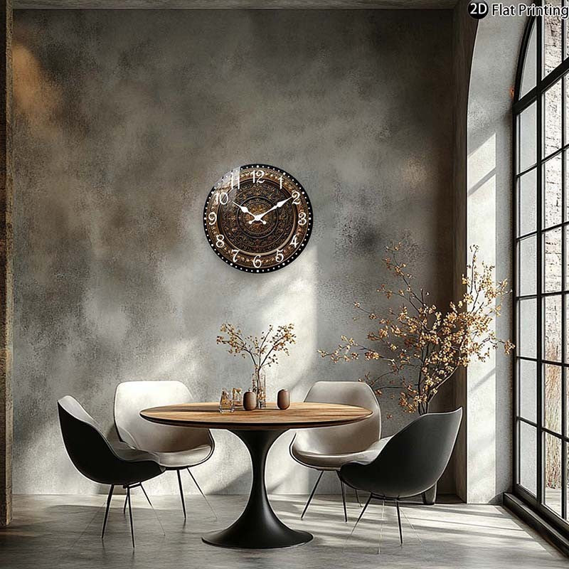 Wooden Silent Wall Clock nate gold wall clock intricate patterns Quartz Analog Clock Farmhouse,Office Idea Christmas Halloween