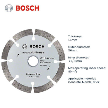 Bosch Universal Segmented Saw Blade Grinding Wheel Blade Marble Saw Diamond Disc 110mm Diameter For Concrete Bricks Stones