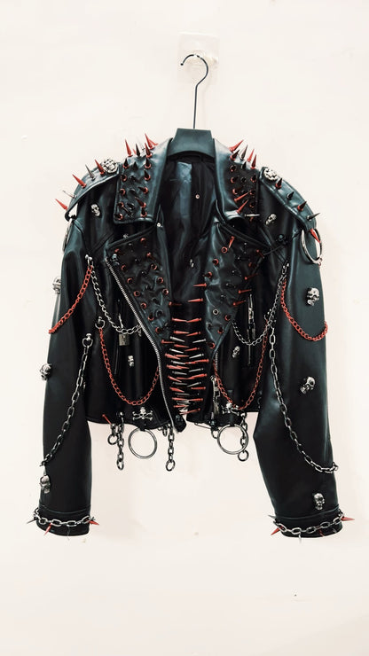 vintage Leather jacket Gothic Leather jacket Punk Leather jacketoversizeLeather jacket Rivet Leather jacket skull Leather jacket