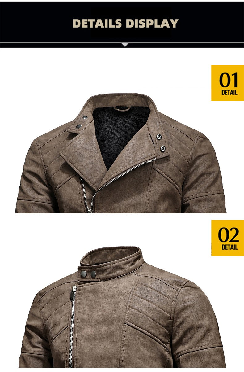 2025 Fashion Leather Jacket Men Winter Fleece Warm Zipper Motorcycle Coats Mens Fashion New Biker PU Jackets Slim Overcoat