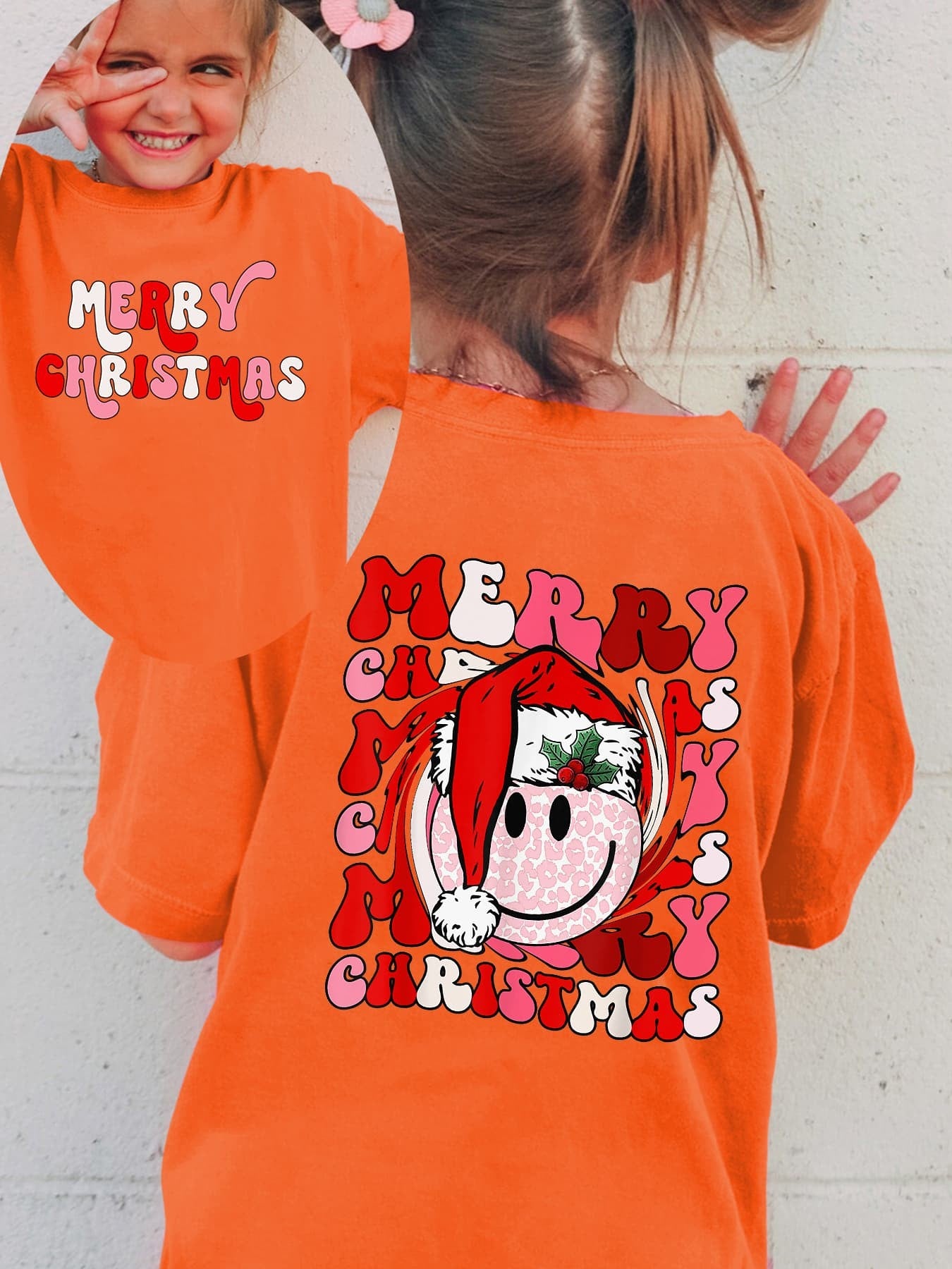 Camiseta Menina de Natal Feliz Natal Roupa Infantil de Férias Algodão Tee Top Roupa Festiva Infantil Roupa de Festa de Natal para Menina