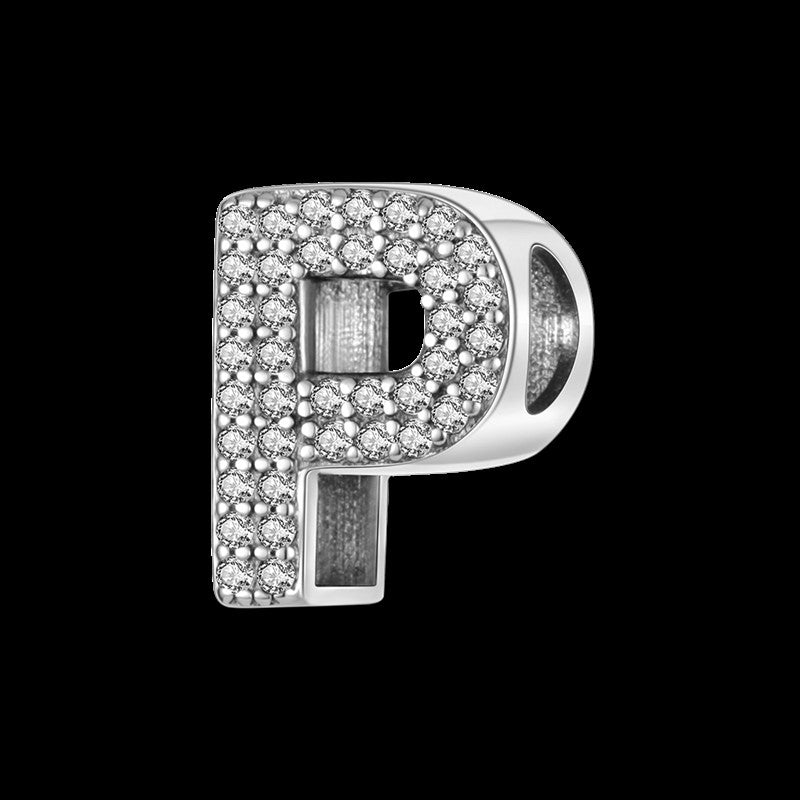 Fit Original Bangle Bracelet DIY A-Z Alphabet Charms Bead 925 Sterling Silver CZ Zircon LOVE Letter Dangle Pendant Jewelry Gift