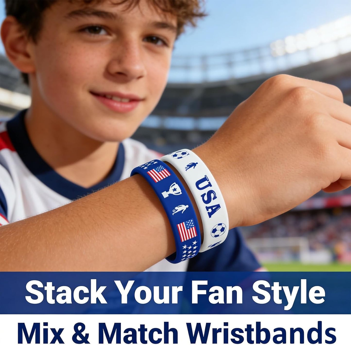 Gift 20PCS Silicone Rubber Wristbands National Team Flag Design Bracelets For Party Supplies