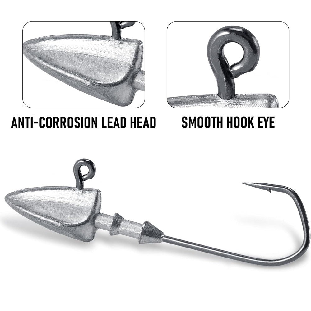 5 anzóis com cabeça triangular 3,5g 5g 7g 10g 21g 35g Anzol tipo barco Equipamento de pesca Texas Rig Pesca Chumbada Pesca Isca Artificial