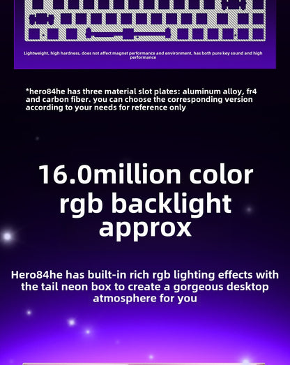 AULA HERO 84 HE Wired Mechanical Keyboard Music Rhythm RGB Backlit Magnetic Switch 8K Return Rate 128K Scan Rate Gaming Keyboard