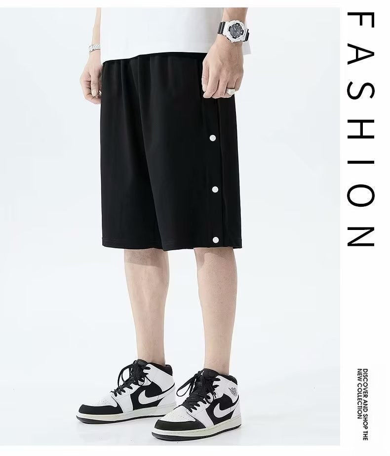 Shorts totalmente abertos para homens no verão em estilo coreano, use calças soltas casuais esportivas de 5 pontos para casais
