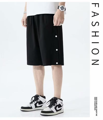 Shorts totalmente abertos para homens no verão em estilo coreano, use calças soltas casuais esportivas de 5 pontos para casais