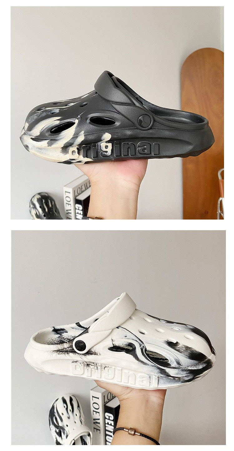 Shevalues Fashion Men Clogs Slippers Casual Hole Beach Sandals Outdoor Men Garden Shoes Summer Soft Sandals Home Bathroom Slides