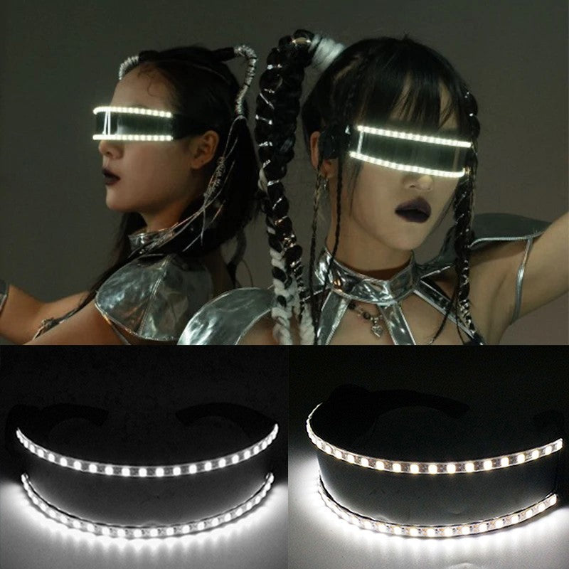 Cyberpunk Futuristic Luminous Glasses Rave Cyber light up Goggles LED glowing visor glasses for EDM music show props