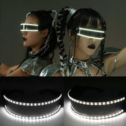 Cyberpunk Futuristic Luminous Glasses Rave Cyber light up Goggles LED glowing visor glasses for EDM music show props