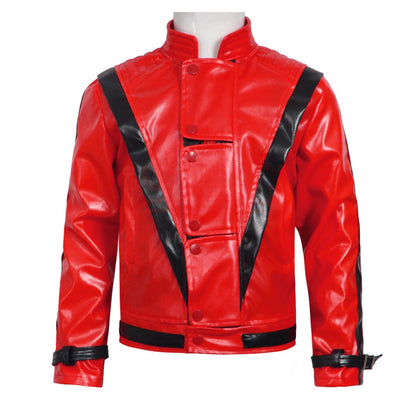 Classic Michael Joseph Jackson Leather Red Thrilling Jacket Halloween Birthday Gift Night Outwear