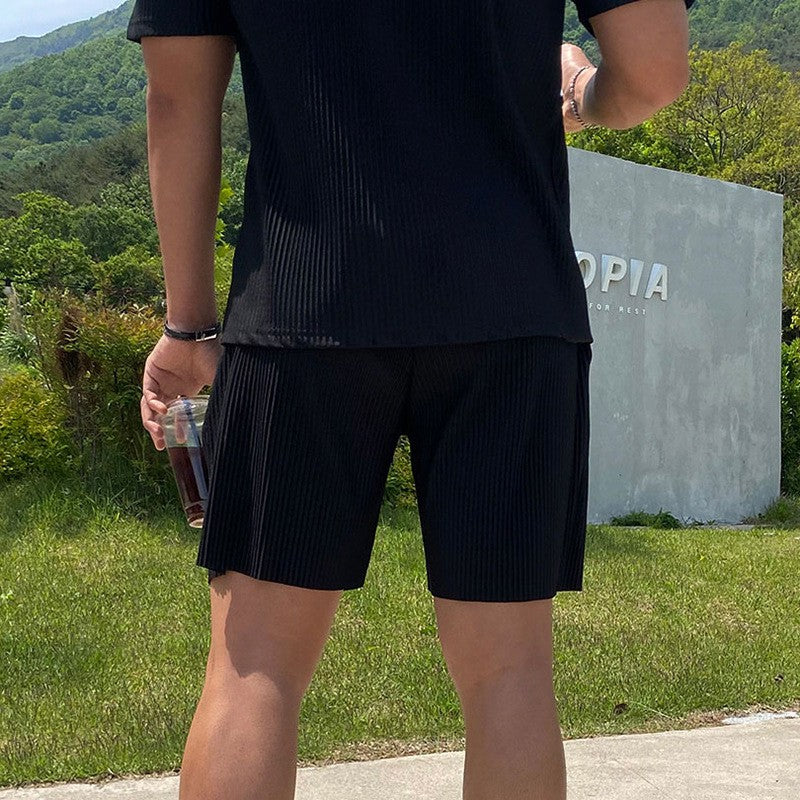 Men's Summer Quick Dry Breathable Gym Fitness Sports Running Ruffled Casual Shorts Workout Jogger Short Pants Loose Sweatpants