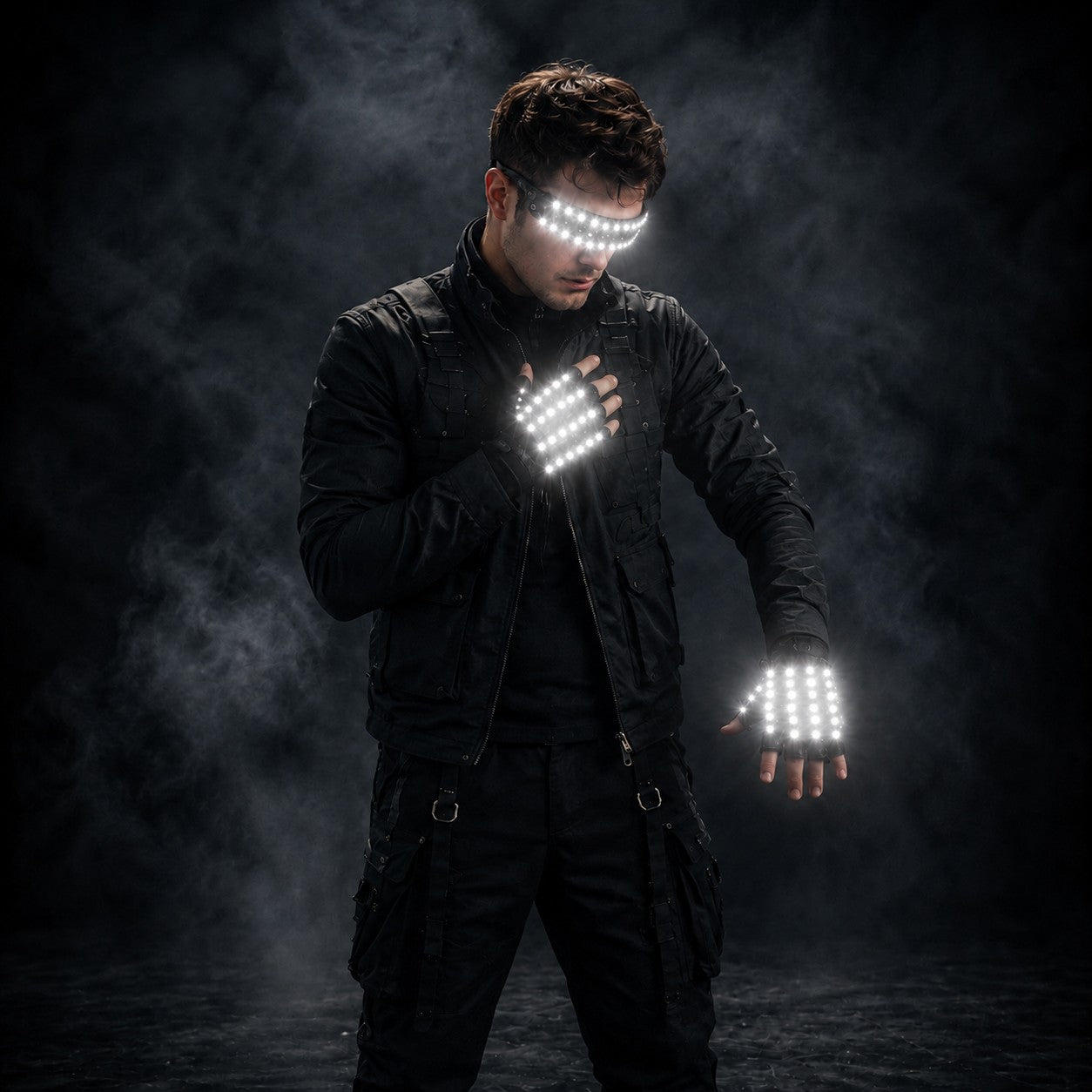 LED Glowing Gloves with Fluorescent Show, Creative Personality, Halloween, Christmas, Stage, DJ Singer, Performing, Personality