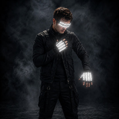 LED Glowing Gloves with Fluorescent Show, Creative Personality, Halloween, Christmas, Stage, DJ Singer, Performing, Personality