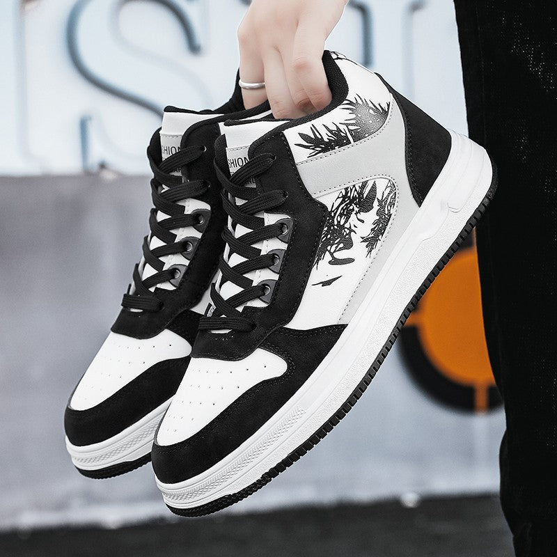 Men Board Shoes 2025 Spring Retro Thick Sole Wear Resistant Anti Slip Flat Sneaker Outdoor Casual Man Walking Footwear