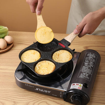 Frigideira de 4 Ovos Antiaderente para Café da Manhã, Mini Panquequeira Japonesa para Omeletes, À Prova de Ferrugem, Fritadeira para Cozinha Doméstica