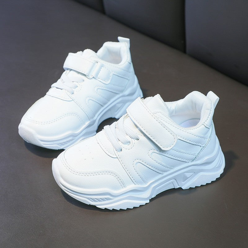 Spring Kids White Sneakers Leisure Chunky Concise Fashion Boys Girls Sport Shoes 26-37 Running All-match Children Trainers