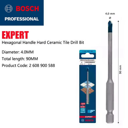 BOSCH Brocas Hex-9 Hard Ceramic EXPERT Furadeira de Azulejos Vitrificados e Piso de Mármore Acessórios Multiuso para Ferramentas Elétricas