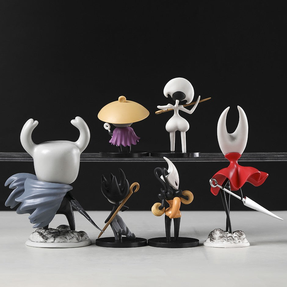 Hollow Knight Silksong The Knight Hornet Figures Estatueta Boneca Decoração de Modelo Fofo PVC Brinquedos Conjunto com 6