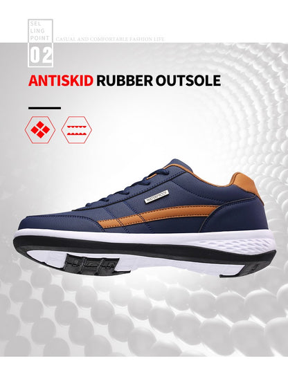 Sapatos masculinos de couro tênis tendência casual italiano respirável lazer masculino tênis calçados antiderrapantes sapatos vulcanizados masculinos