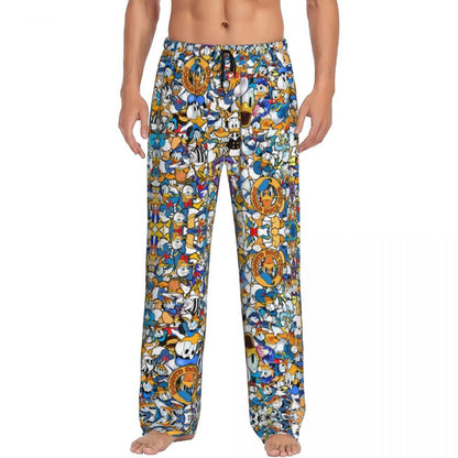 Custom Print Mickey Mouse Donald Duck Pajama Pants Men Sleep Sleepwear Bottoms with Pockets