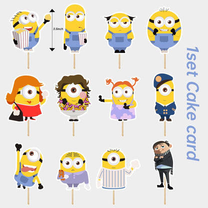 Anime Minion Themed Party Decorations Party Tableware Set Plates Cups Birthday Balloons Big Eye Yellow Man Party Favors Supplies