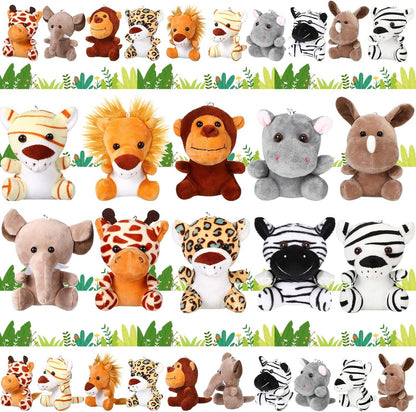 10-50 PCS Small Safari Stuffed Animals Bulk 12cm Jungle Animal Mini Plush Toys for Party Favors Birthday Baby Shower Gift Bags