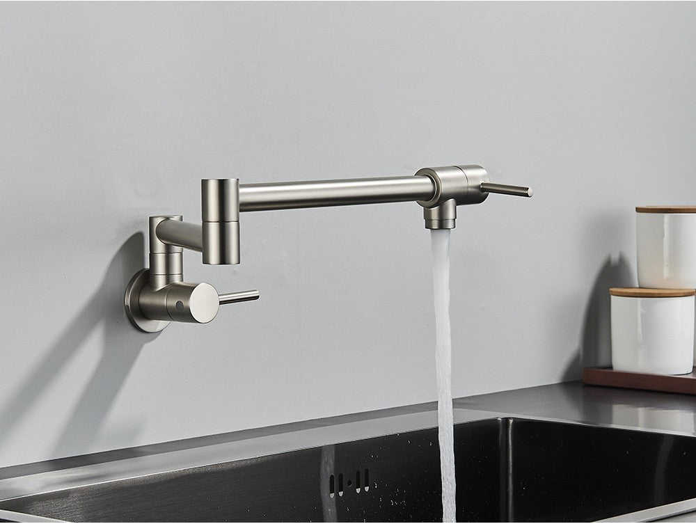 Brushed Gold Rotated Kitchen Sink Faucet Cold Water Tap Brass Basin Sink Swivel Faucets Wall Mounted Faucet
