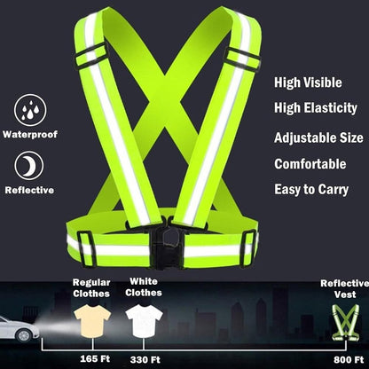 High Visibility Reflective Vest Reflective Straps Night Running Cycling Clothing Vest Adjustable Safety Vest Riding Equipment