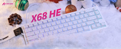 Teclado Mecânico para Jogos ATTACK SHARK X68 HE Rapid Trigger 60% com Fio, Atuação Ajustável, Switch Magnético Hall Effect, 8KRO