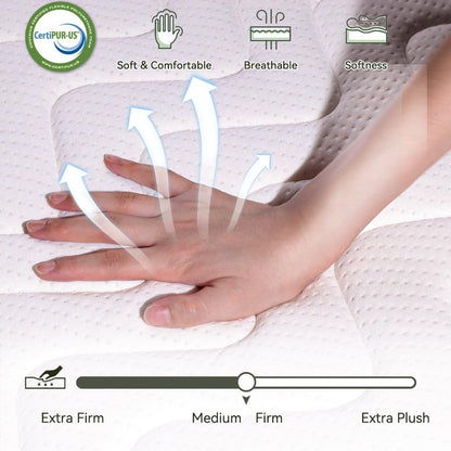 Colchão de Espuma Viscoelástica Queen de 30 cm, Colchão em Caixa de Carvão Resfriador, Firme Médio para Alívio da Dor nas Costas, Certificado CertiPUR-US,