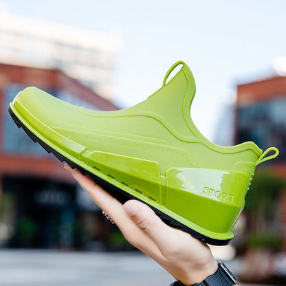 Ankle Rain Boots Men's Motorcycle Waterproof Shoes Outdoor Rain Boots Fishing Non-slip Rubber Shoes Thick Soled Water Shoes