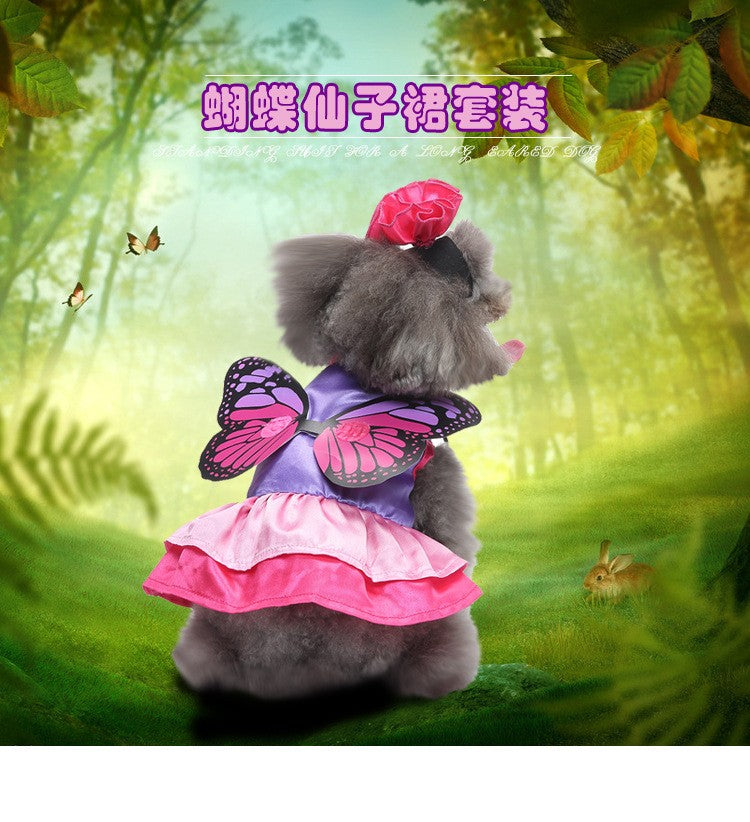 Fantasia de Halloween para Cães e Gatos, Vestido de Fada Borboleta Engraçado com Asa Destacável, Roupa para Pet, Vestido de Festa, Fantasia de Cosplay