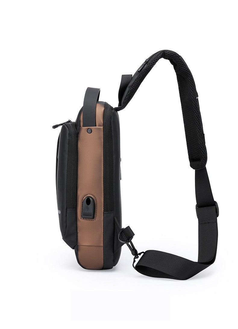 Large Capacity Multifunction Shoulder Crossbody Bag Messenger Chest Sling Travel Pack for Male Men Usb Waterproof Sports Running