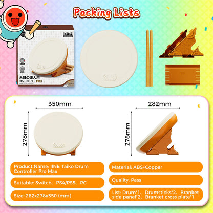 IINE Taiko Drum Controller Pro max Compatible With Nintendo Switch/PS4/PS5/PC
