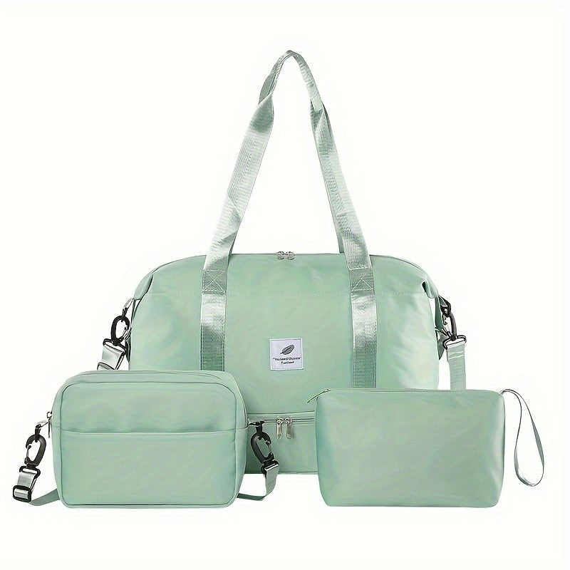 Conjunto de 3 malas de viagem em nylon, bolsa de bagagem moderna de grande capacidade, bolsa de ginástica e esporte com alça transversal, adequada para uso diário