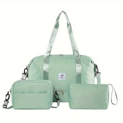 Conjunto de 3 malas de viagem em nylon, bolsa de bagagem moderna de grande capacidade, bolsa de ginástica e esporte com alça transversal, adequada para uso diário