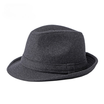 Gentleman Hat Men's British Style Retro Simple Pure Color Wool Top Hat Men's Casual Jazz Hat