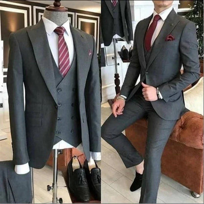 3 PiecesGroom Wear  Green Men Suits 2023 Slim Fit Peak Lapel One Button Wedding Tuxedo Terno Masculino (Jacket+Pants+Vest+Tie?
