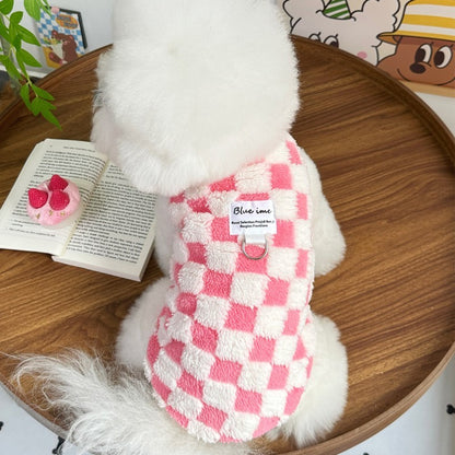 Colete Quente para Cães Outono Inverno, Roupas de Cachorro de Lã, Casaco de Luxo Xadrez para Filhotes, Moletons para Chihuahua Bichon Yorkie, Pulôver para Cães, Casaco para Animais de Estimação