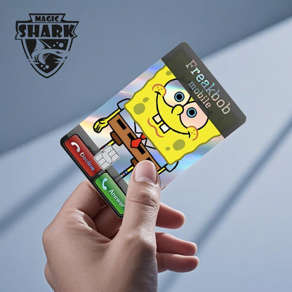 Magic Shark 2026 Chegada Nova Engraçado Fofo Desenho Animado Adesivo Holográfico Película a Laser Pele Brilhante para Cartão de Débito Crédito Banco