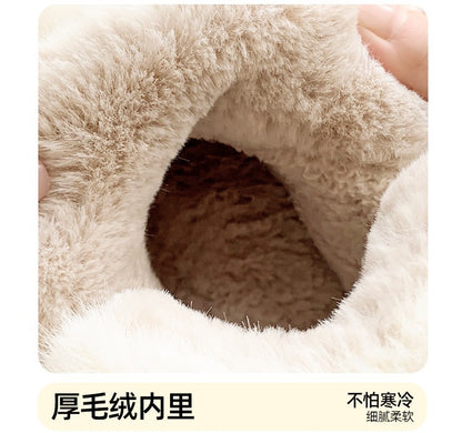 Cute Warm Ankle Boots Winter Women's Bow Warmth Plush Bow Cotton Shoes 2025 New Waterproof Down Cloth Short Barrel Snow Boots