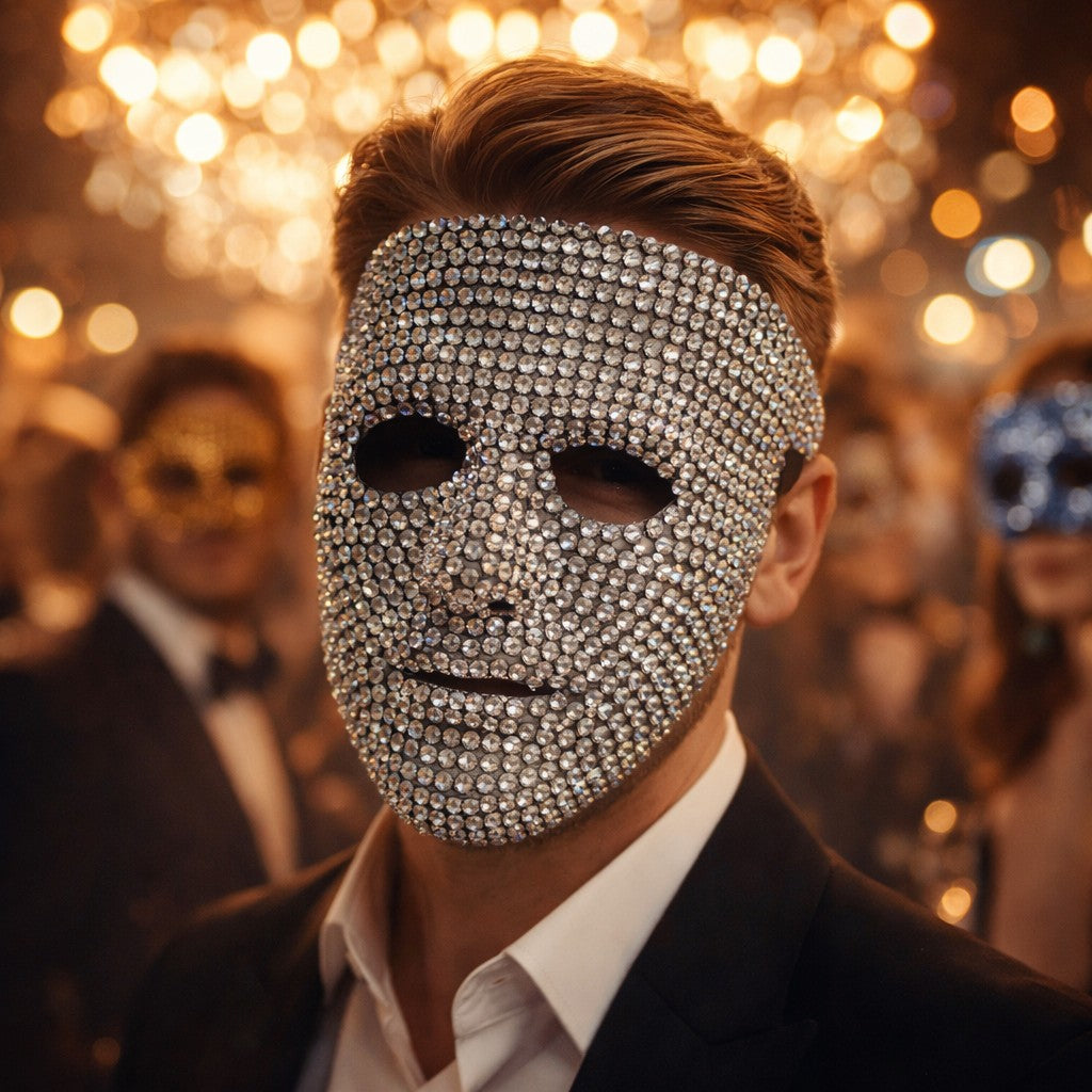 Dancer Mask DIY Rhinestone High-End Party Carnival Festival Prop, Suitable for Men and Women Dance Parties