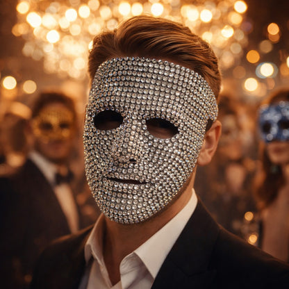 Dancer Mask DIY Rhinestone High-End Party Carnival Festival Prop, Suitable for Men and Women Dance Parties