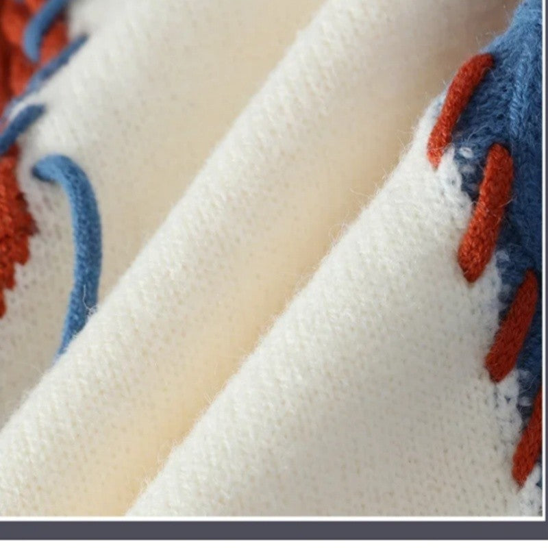 2025 New Male Patchwork Sweater Trend High Street Fashion Autumn and Winter Warm Mens Hip-hop Street Clothing Men pullover shirt