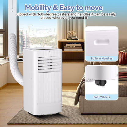 Ar Condicionado Portátil, 10000 BTU, Unidade de CA Remota com Função de Refrigeração, Desumidificador e Ventilador, Resfria até 52 m².