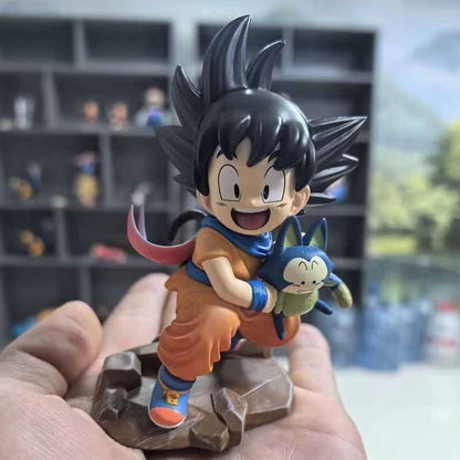 Dragon Ball Childhood Little Goku Hugs Puer Ya Mu Tea Little Follower Figure Doll Pvc Model Statue Collection Toys Ornamen Gift