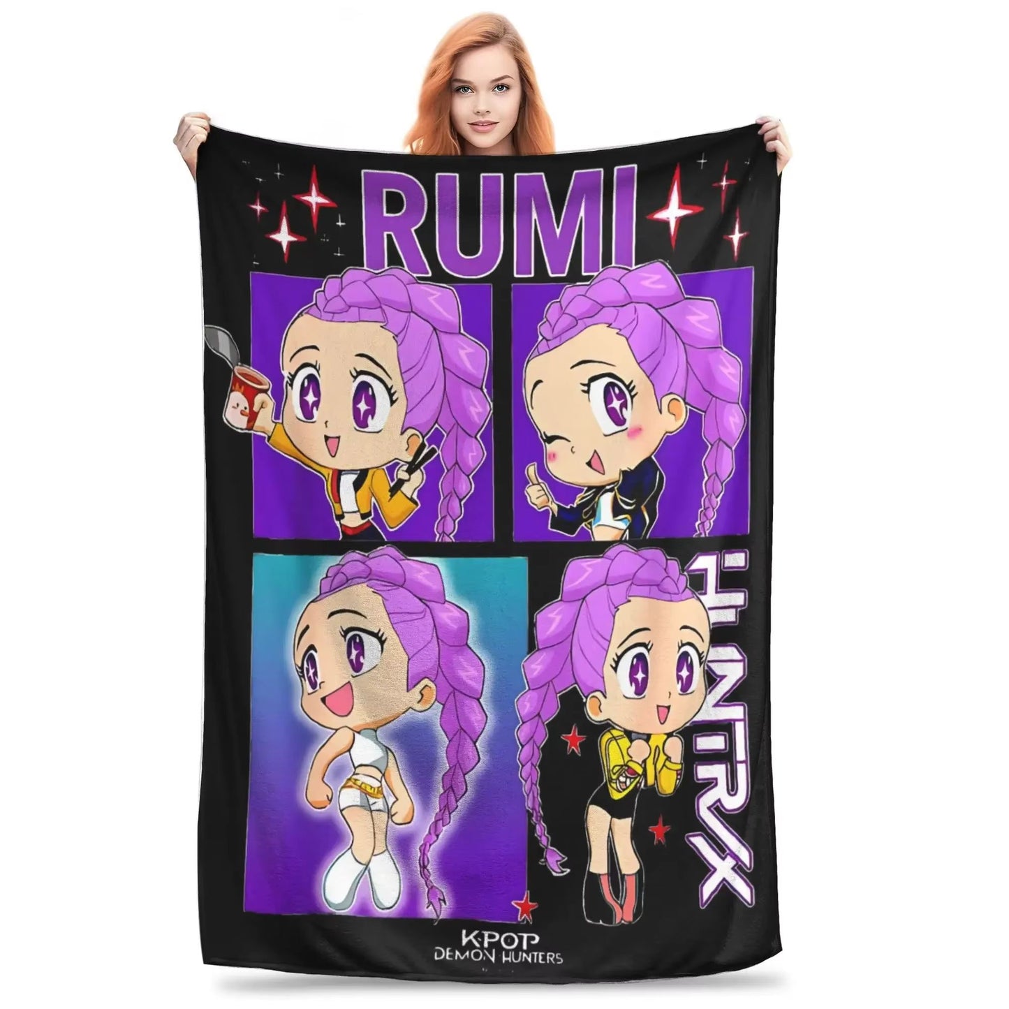 Kpop Demon Hunters Huntrix Plush Blanket Students Flannel Throw For Couch Chair Sofa Bed Super Warm Quality Bedspread